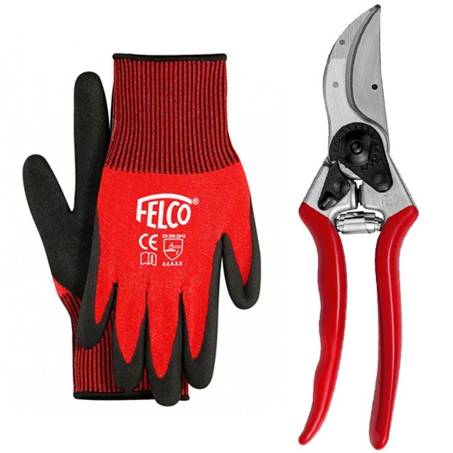 Felco 2 met handschoenen